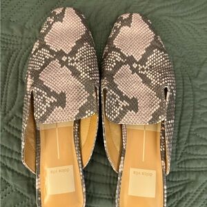 Dolce Vita Black and Gray Snake Print Mules